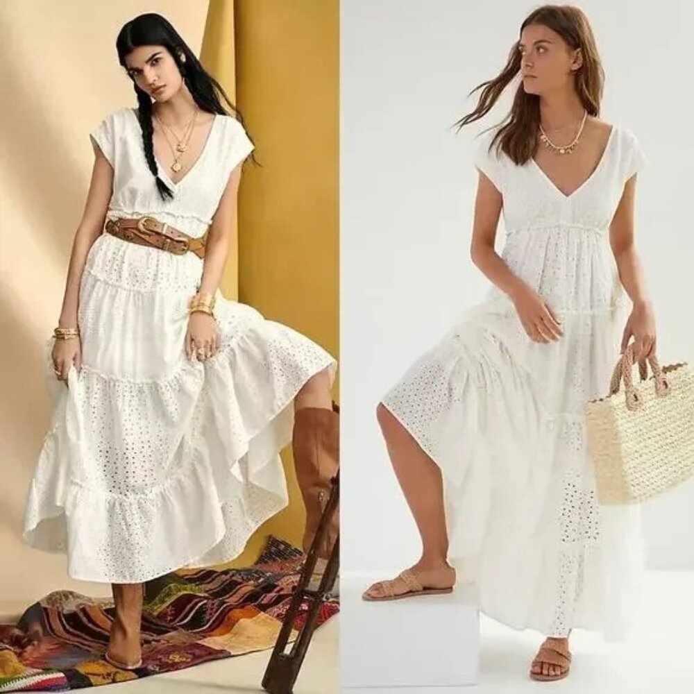 Anthropologie White Eyelet Maxi Dress - Picture 2 of 16